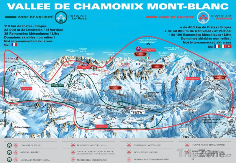 Fotka, Foto Mapa lyžařského střediska Chamonix