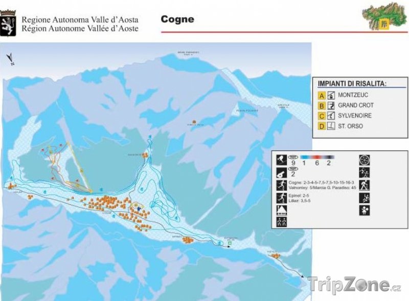 Fotka, Foto Mapa lyžařského střediska Cogne