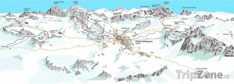 Fotka, Foto Mapa lyžařského střediska Cortina d'Ampezzo