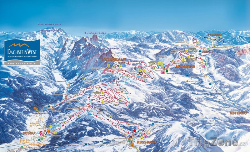 Fotka, Foto Mapa lyžařského střediska Dachstein West