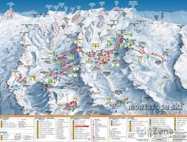 Mapa lyžařského střediska Gressoney-La-Trinité