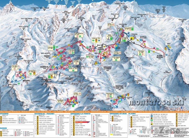 Fotka, Foto Mapa lyžařského střediska Gressoney-Saint-Jean
