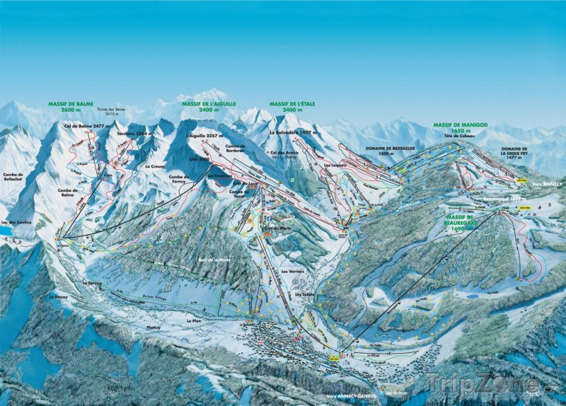 Fotka, Foto Mapa lyžařského střediska La Clusaz