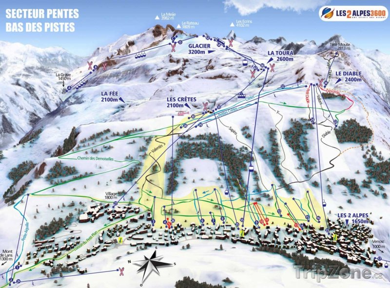 Fotka, Foto Mapa lyžařského střediska La Grave
