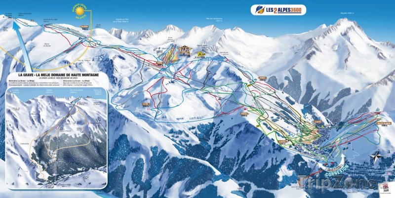 Fotka, Foto Mapa lyžařského střediska Les 2 Alpes