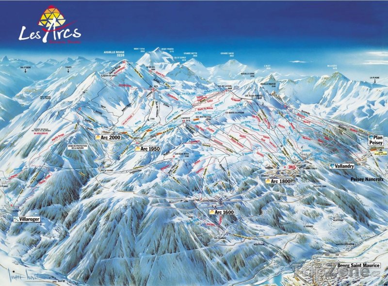 Fotka, Foto Mapa lyžařského střediska Les Arcs