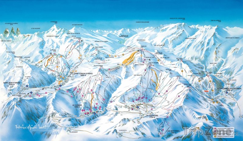 Fotka, Foto Mapa lyžařského střediska Les Sybelles