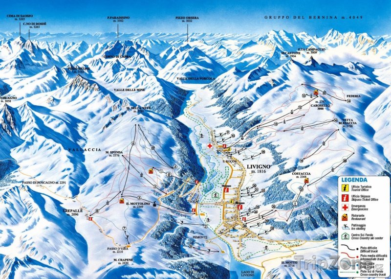 Fotka, Foto Mapa lyžařského střediska Livigno