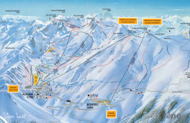 Fotka, Foto Mapa lyžařského střediska Luz Ardiden