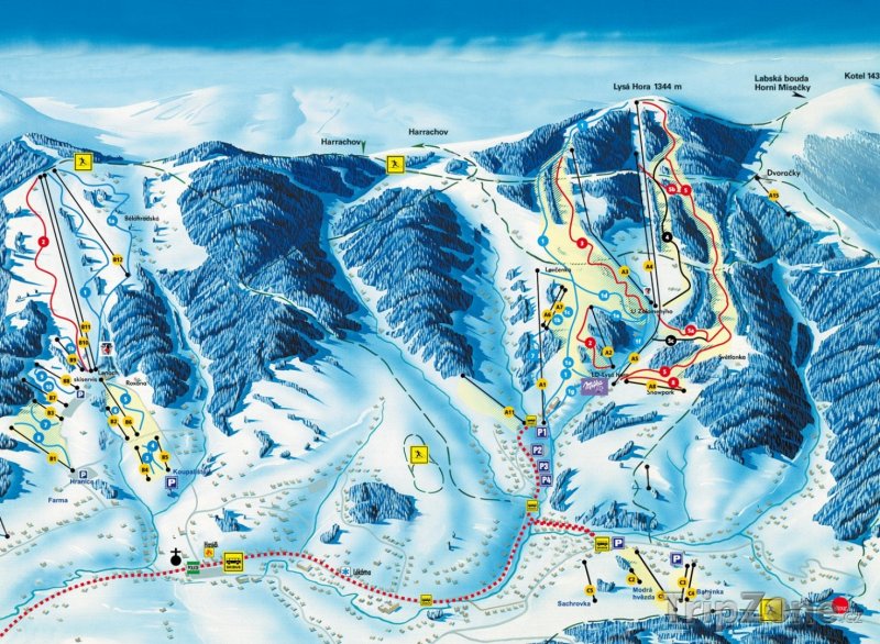 Fotka, Foto Mapa lyžařského střediska Lysá hora