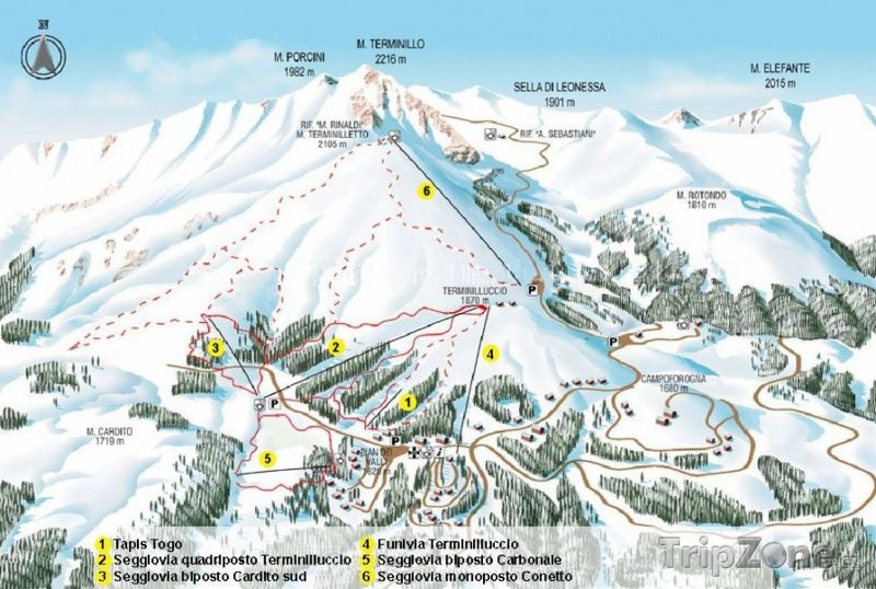 Fotka, Foto Mapa lyžařského střediska Monte Terminillo
