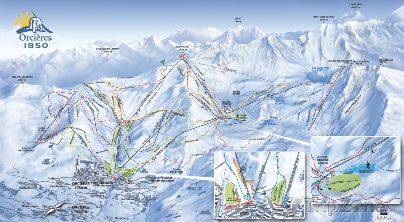 Fotka, Foto Mapa lyžařského střediska Orcières 1850