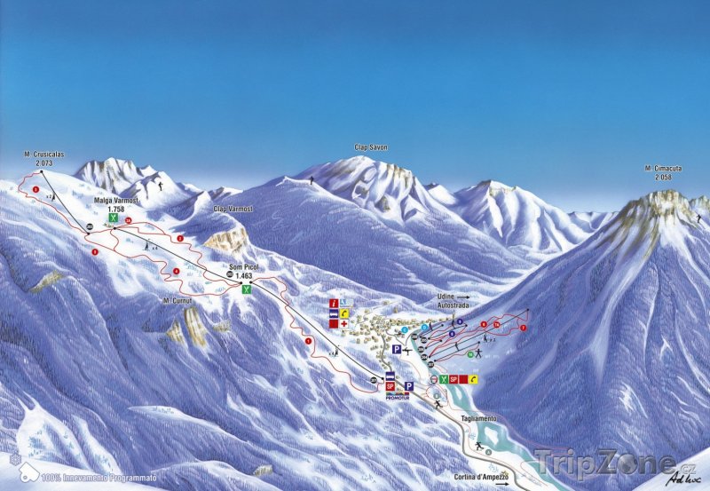 Fotka, Foto Mapa lyžařského střediska Piancavallo