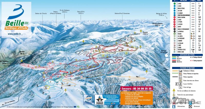 Fotka, Foto Mapa lyžařského střediska Plateau de Beille