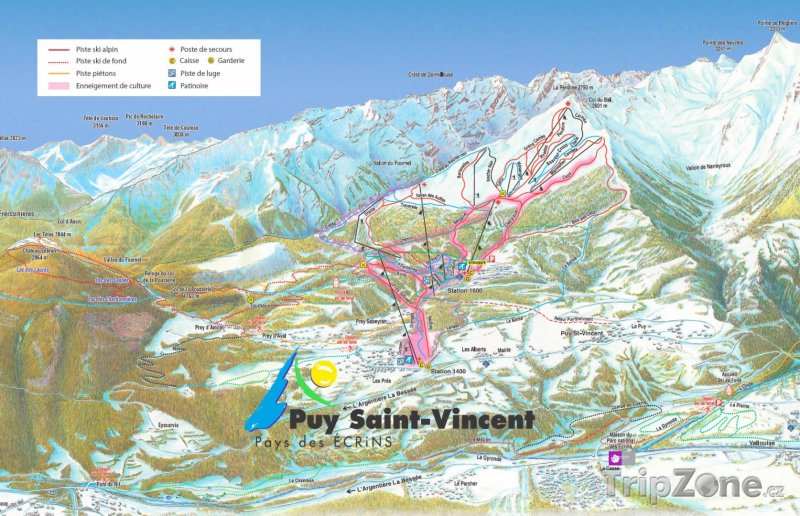 Fotka, Foto Mapa lyžařského střediska Puy Saint Vincent