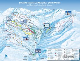 Mapa lyžařského střediska Saint Martin de Belleville