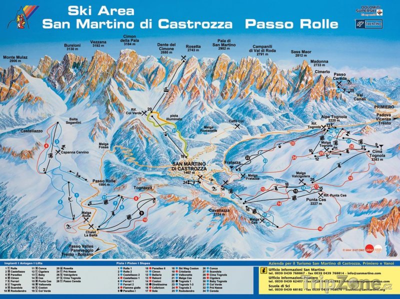 Fotka, Foto Mapa lyžařského střediska San Martino di Castrozza