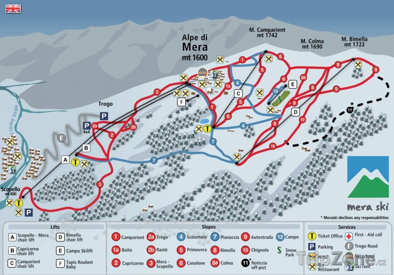 Fotka, Foto Mapa lyžařského střediska Scopello-Alpe di Mera