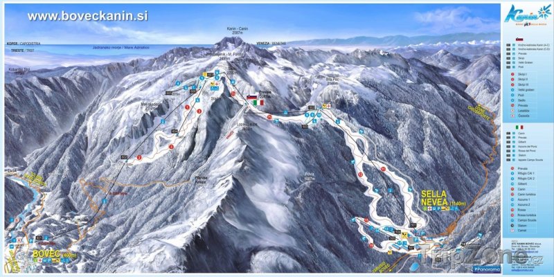 Fotka, Foto Mapa lyžařského střediska Sella Nevea-Bovec