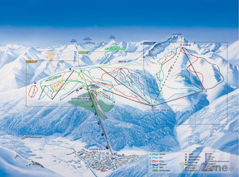 Fotka, Foto Mapa lyžařského střediska Superbagnères