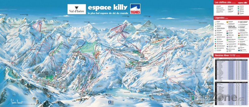 Fotka, Foto Mapa lyžařského střediska Tignes les Brévières