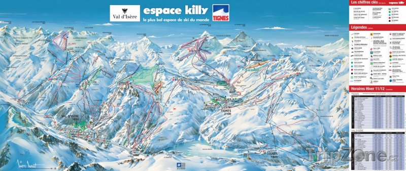 Fotka, Foto Mapa lyžařského střediska Tignes