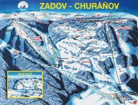 Mapa lyžařského střediska Zadov - Churáňov