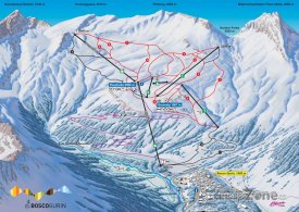 Mapa lyžařského střediska Bosco Gurin