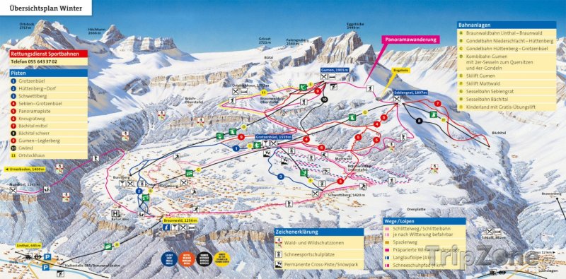 Fotka, Foto Mapa lyžařského střediska Braunchwald