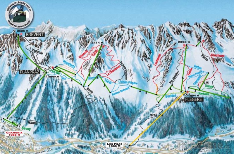 Fotka, Foto Mapa lyžařského střediska Brévent