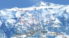 Mapa lyžařského střediska Crans-Montana-Aminona