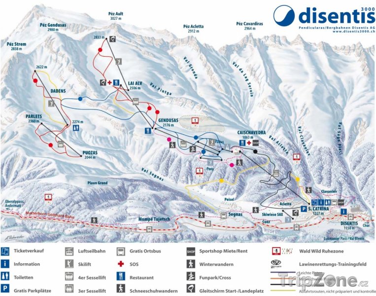 Fotka, Foto Mapa lyžařského střediska Disentis