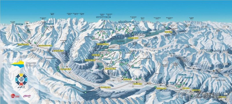 Fotka, Foto Mapa lyžařského střediska Engadin – St. Moritz