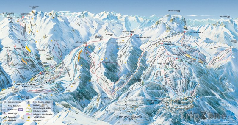 Fotka, Foto Mapa lyžařského střediska Espace Lumière