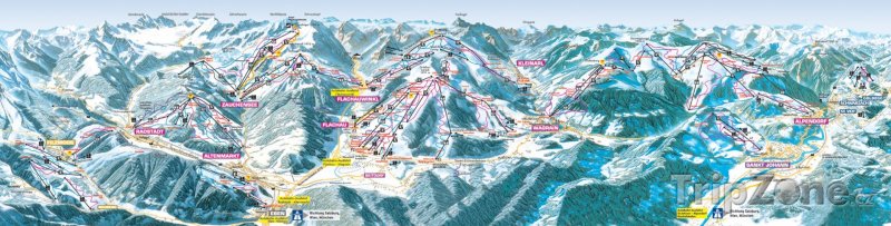 Fotka, Foto Mapa lyžařského střediska Flachau
