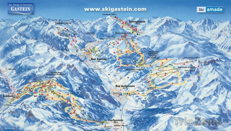 Fotka, Foto Mapa lyžařského střediska Gastein
