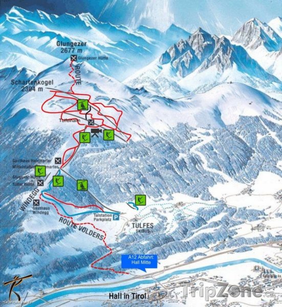 Fotka, Foto Mapa lyžařského střediska Glungezer