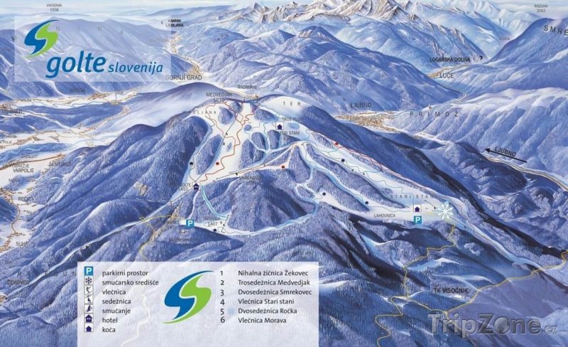 Fotka, Foto Mapa lyžařského střediska Golte