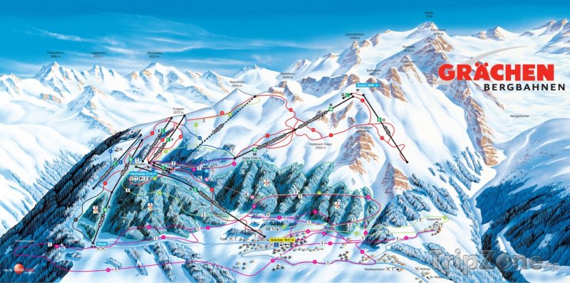 Fotka, Foto Mapa lyžařského střediska Grächen