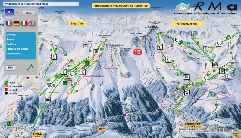 Fotka, Foto Mapa lyžařského střediska Grimentz