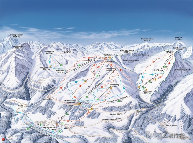 Fotka, Foto Mapa lyžařského střediska Grossglockner-Heiligenblut