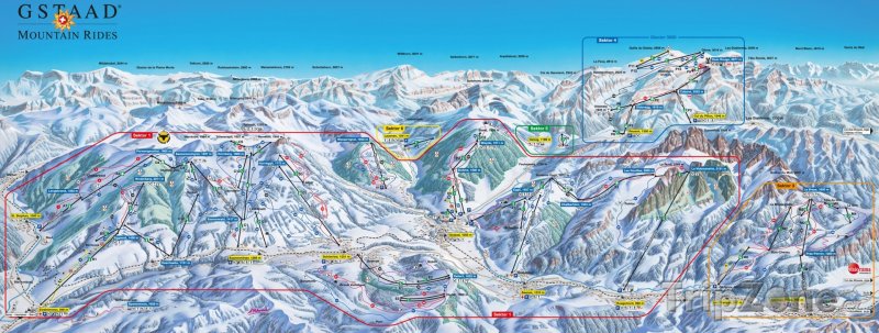 Fotka, Foto Mapa lyžařského střediska Gstaad