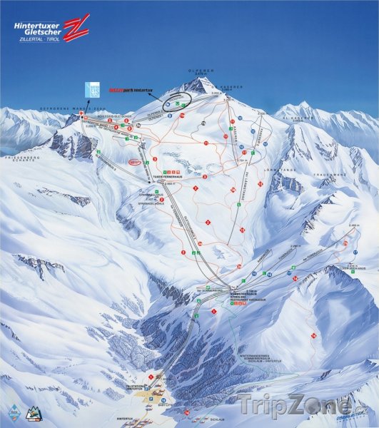 Fotka, Foto Mapa lyžařského střediska Hintertux