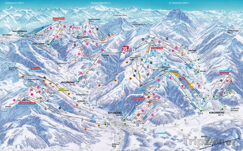 Fotka, Foto Mapa lyžařského střediska Kitzbühel