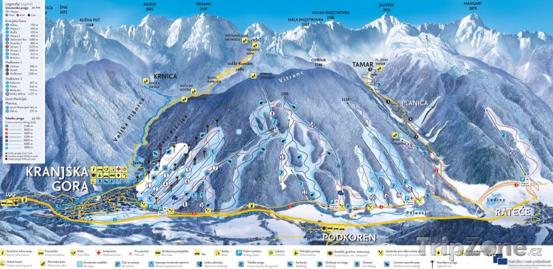 Fotka, Foto Mapa lyžařského střediska Kranjska Gora