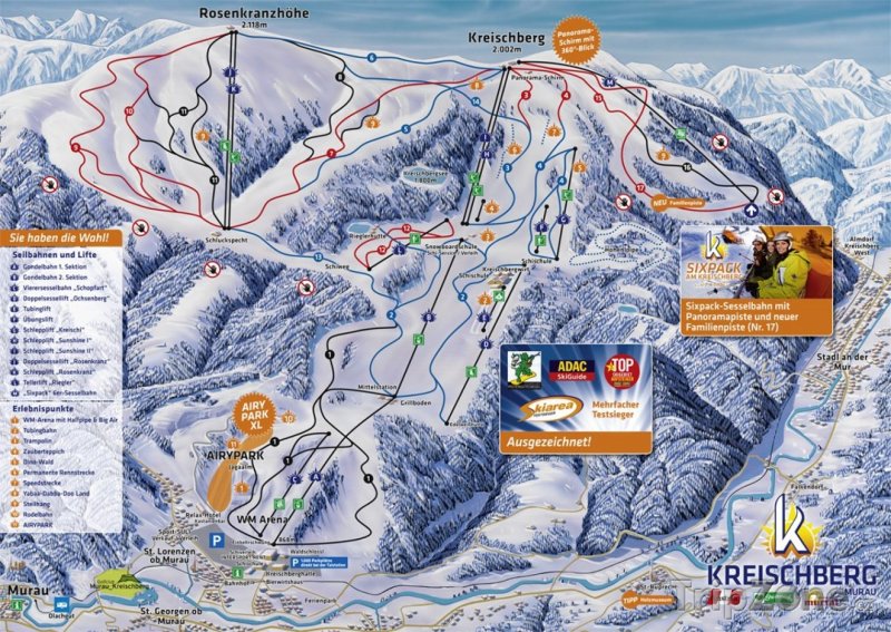 Fotka, Foto Mapa lyžařského střediska Kreischberg