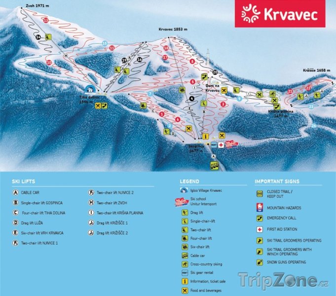 Fotka, Foto Mapa lyžařského střediska Krvavec
