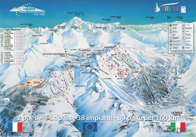 Fotka, Foto Mapa lyžařského střediska La Rosière - La Thuile