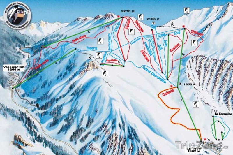 Fotka, Foto Mapa lyžařského střediska Le Domaine de Balme