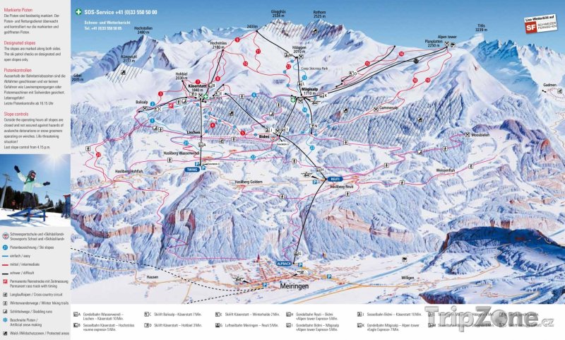 Fotka, Foto Mapa lyžařského střediska Meiringen-Hasliberg